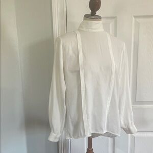 Vintage 80s Steven Robert White Long Sleeve Blouse women’s size L 10 12